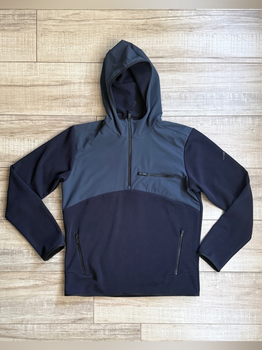 Rare Hill City Thermal Hybrid Half-Zip Hoodie Blue M | NWOT Archival
